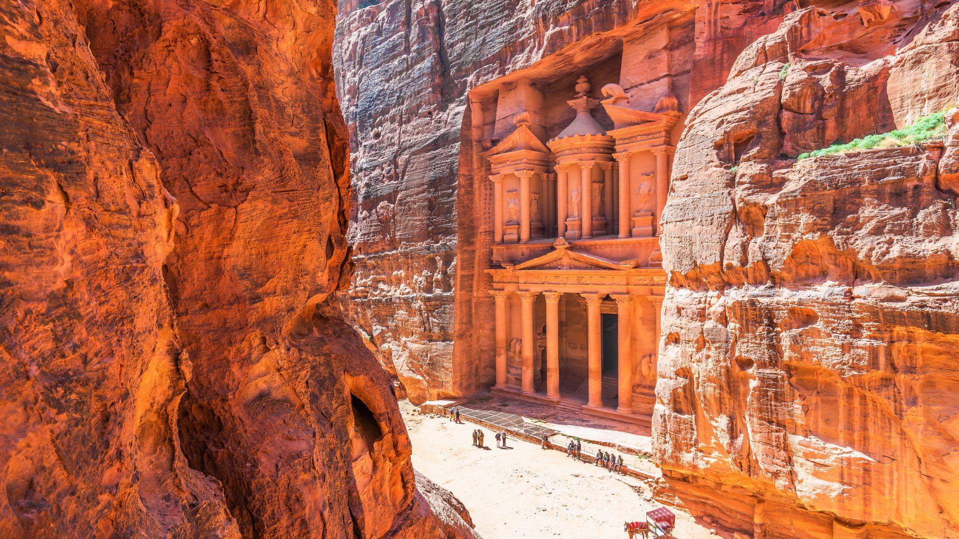 Le Trésor de Petra vu depuis le Siq, en Jordanie